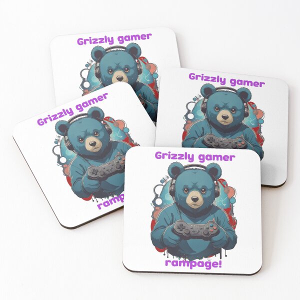 Item preview, Grizzly Gamer Bear Rampage Retro Arcade Mascot designed and sold by Animalloveus.