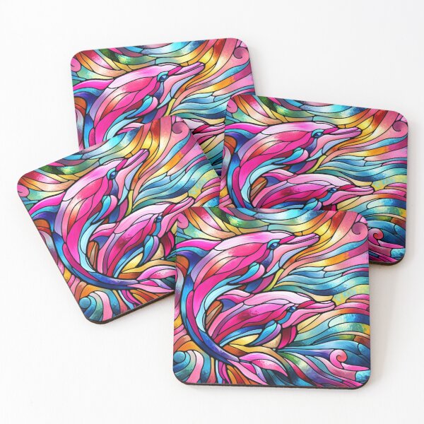 Item preview, Stained Glass Pink Dolphins designed and sold by foilhat.