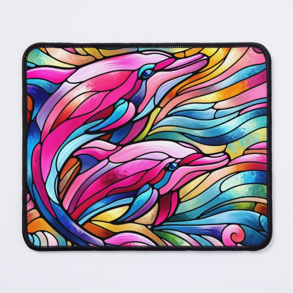 Item preview, Stained Glass Pink Dolphins designed and sold by foilhat.