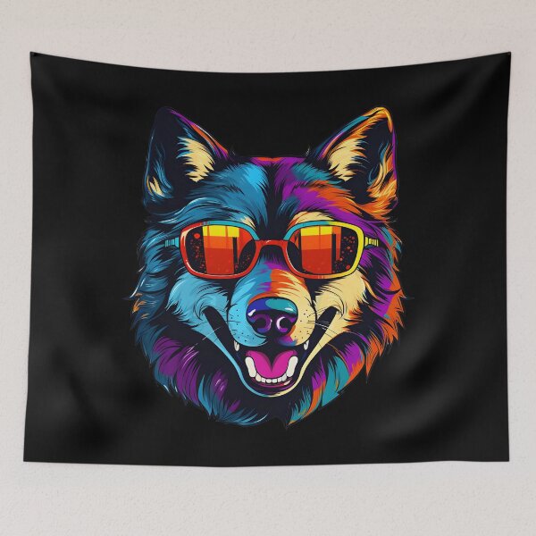 Item preview, Colorful Cartoon Funny Cool Gangsta Wolf With Sunglasses designed and sold by Leonardo Palumbo.