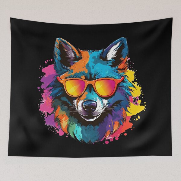 Item preview, Summer Colorful Funny Cool Gangsta Wolf Wearing Sunglasses designed and sold by Leonardo Palumbo.