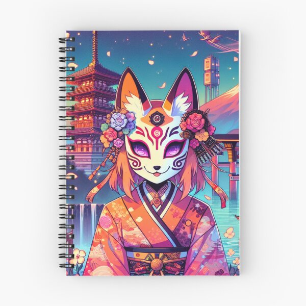Item preview, Diseño colorido de la pagoda japonesa Kitsune en flor de cerezo designed and sold by DesignsByLitz.