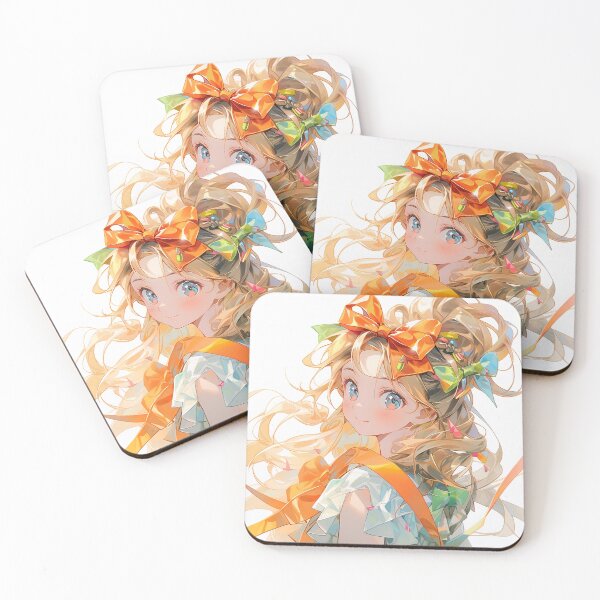 Item preview, Blonde Braids and Bows Anime Girl designed and sold by bubblegoth.