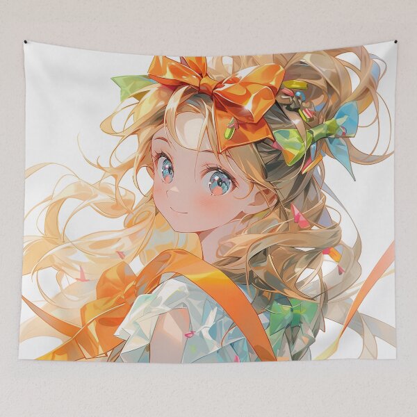 Item preview, Blonde Braids and Bows Anime Girl designed and sold by bubblegoth.