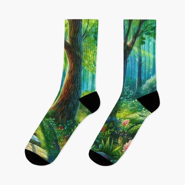 Item preview, Whispering Woods Serene Path Through Vibrant Forest Light designed and sold by ArtComixHaven.