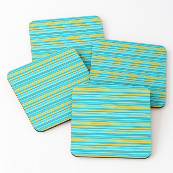 Item preview, Cool & Gold Horizontal Stripes Forever Seamless Teal Pattern designed and sold by Alchemy-A-La-G.