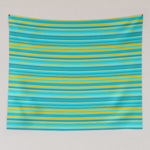 Item preview, Cool & Gold Horizontal Stripes Forever Seamless Teal Pattern designed and sold by Alchemy-A-La-G.
