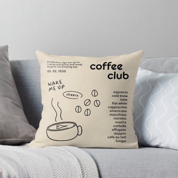 Item preview, coffee club with coffee types like espresso, latte, coffee beans, a cup to wake me up designed and sold by richakulkarni.