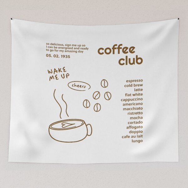 Artikelvorschau, Coffee Club Brown mit Kaffeesorten wie Espresso, Latte, Kaffeebohnen, eine Tasse zum Aufwachen entworfen und verkauft von richakulkarni.