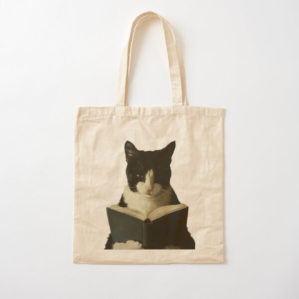 Vista previa del artículo con la obra «Lectura de gato blanco y negro», diseñado y vendido por mellowcatcandle.