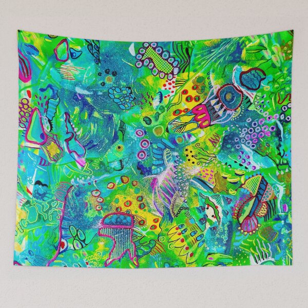 Item preview, 626. Green Fantasy Abstract Composition emerald sparkles designed and sold by Veera Zukova.