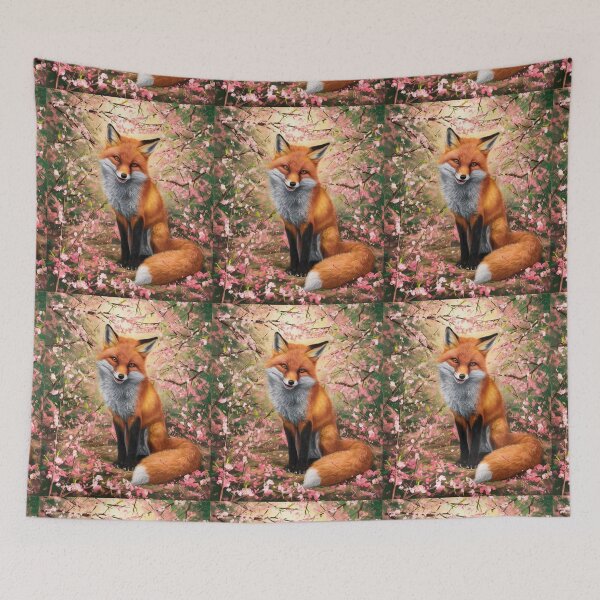 Artikelvorschau, Fuchs-Porträt. Fuchs mit Kirschblüte, Fuchs-Malerei, Leonardo da Vinci-Stil entworfen und verkauft von FoxVibes.