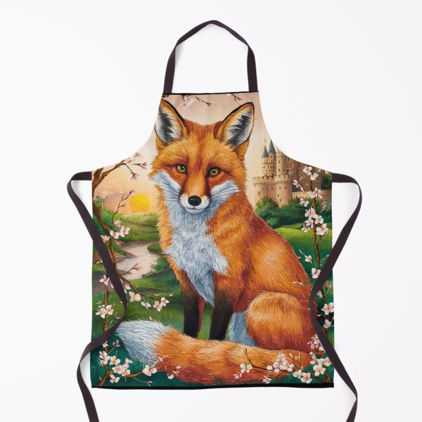 Item preview, Fox Portrait. Fox with cherry blossom, fox painting, Leonardo da Vinci style designed and sold by FoxVibes.