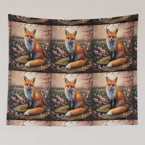 Artikelvorschau, Fuchs-Porträt. Fuchs mit Kirschblüte, Fuchs-Malerei, Leonardo da Vinci-Stil entworfen und verkauft von FoxVibes.