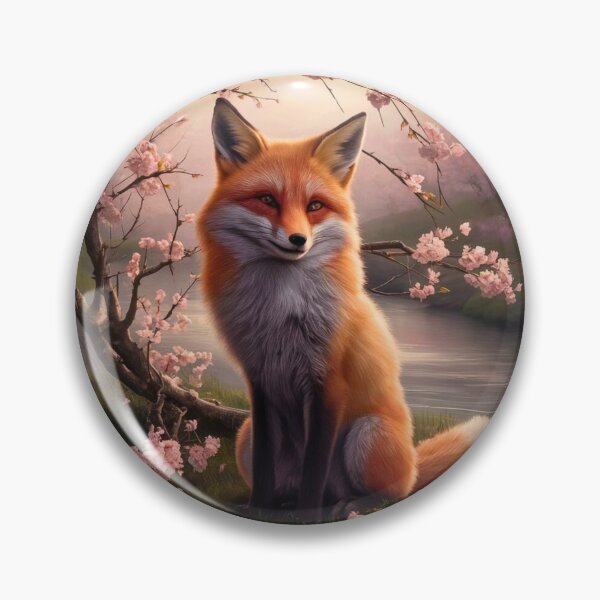 Item preview, Fox Portrait. Fox with cherry blossom, fox painting, Leonardo da Vinci style designed and sold by FoxVibes.