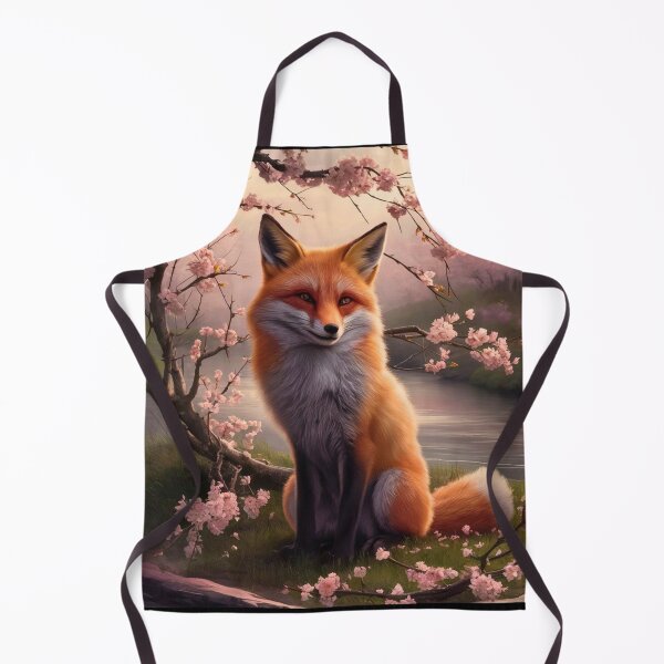 Item preview, Fox Portrait. Fox with cherry blossom, fox painting, Leonardo da Vinci style designed and sold by FoxVibes.