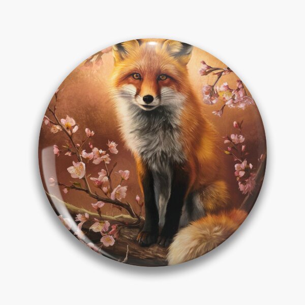 Item preview, Fox Portrait. Fox with cherry blossom, fox painting, Leonardo da Vinci style designed and sold by FoxVibes.