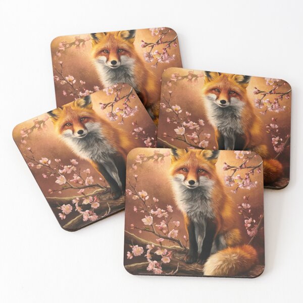 Artikelvorschau, Fuchs-Porträt. Fuchs mit Kirschblüte, Fuchs-Malerei, Leonardo da Vinci-Stil entworfen und verkauft von FoxVibes.