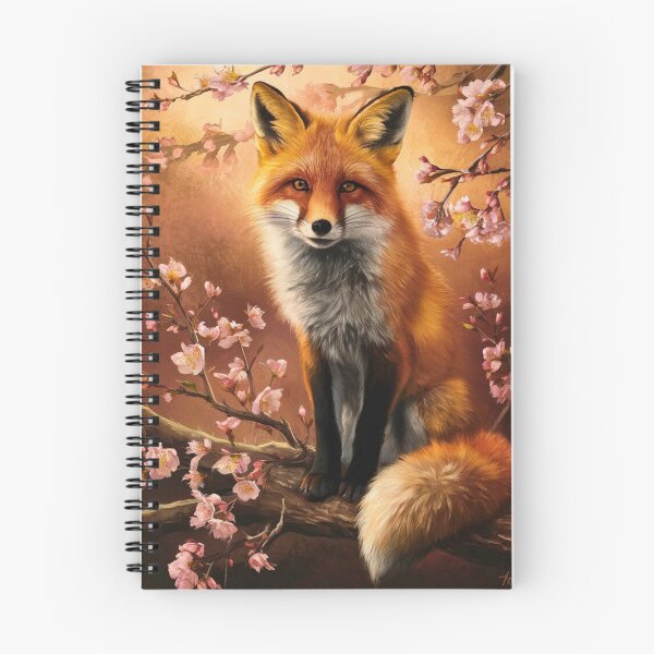 Item preview, Fox Portrait. Fox with cherry blossom, fox painting, Leonardo da Vinci style designed and sold by FoxVibes.