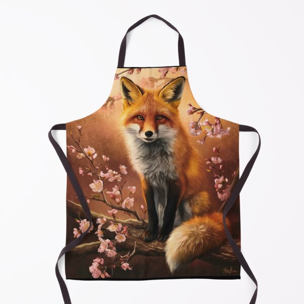 Item preview, Fox Portrait. Fox with cherry blossom, fox painting, Leonardo da Vinci style designed and sold by FoxVibes.