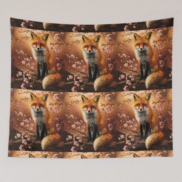 Artikelvorschau, Fuchs-Porträt. Fuchs mit Kirschblüte, Fuchs-Malerei, Leonardo da Vinci-Stil entworfen und verkauft von FoxVibes.