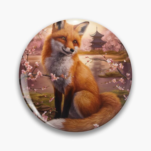 Artikelvorschau, Fuchs-Porträt. Fuchs mit Kirschblüte, Fuchs-Malerei, Leonardo da Vinci-Stil entworfen und verkauft von FoxVibes.