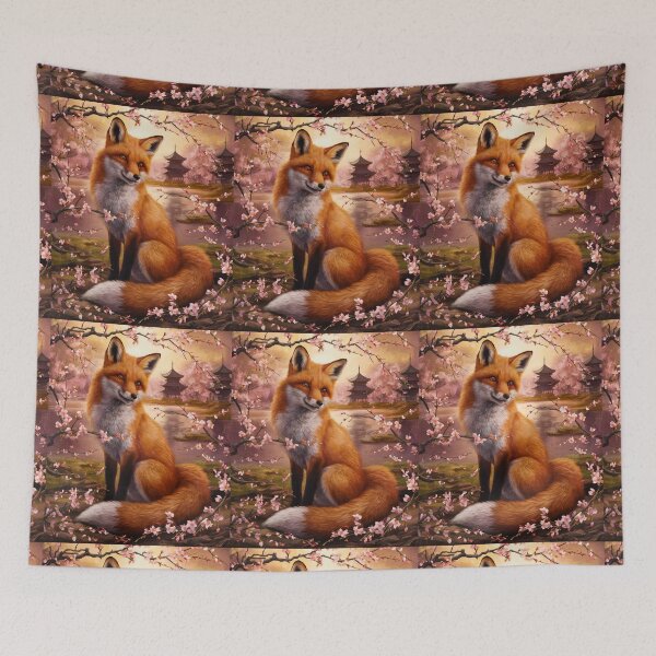 Artikelvorschau, Fuchs-Porträt. Fuchs mit Kirschblüte, Fuchs-Malerei, Leonardo da Vinci-Stil entworfen und verkauft von FoxVibes.