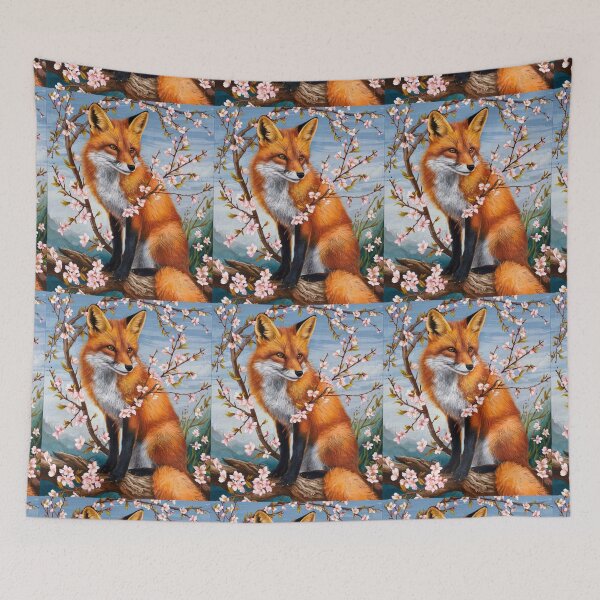Artikelvorschau, Fuchs-Porträt. Fuchs mit Kirschblüte, Fuchs-Malerei, Leonardo da Vinci-Stil entworfen und verkauft von FoxVibes.