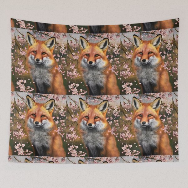 Artikelvorschau, Fuchs-Porträt. Fuchs mit Kirschblüte, Fuchs-Malerei, Leonardo da Vinci-Stil entworfen und verkauft von FoxVibes.