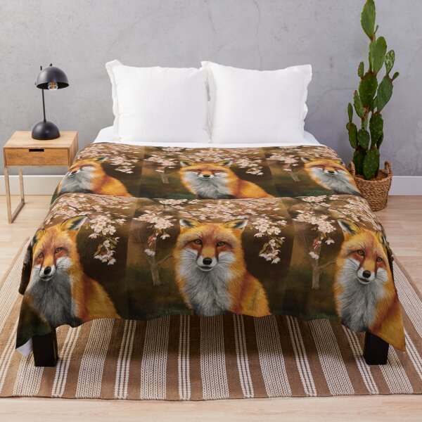 Item preview, Fox Portrait. Fox with cherry blossom, fox painting, Leonardo da Vinci style designed and sold by FoxVibes.