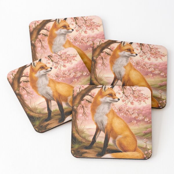 Artikelvorschau, Fuchs-Porträt. Fuchs mit Kirschblüte, Fuchs-Malerei, Leonardo da Vinci-Stil entworfen und verkauft von FoxVibes.