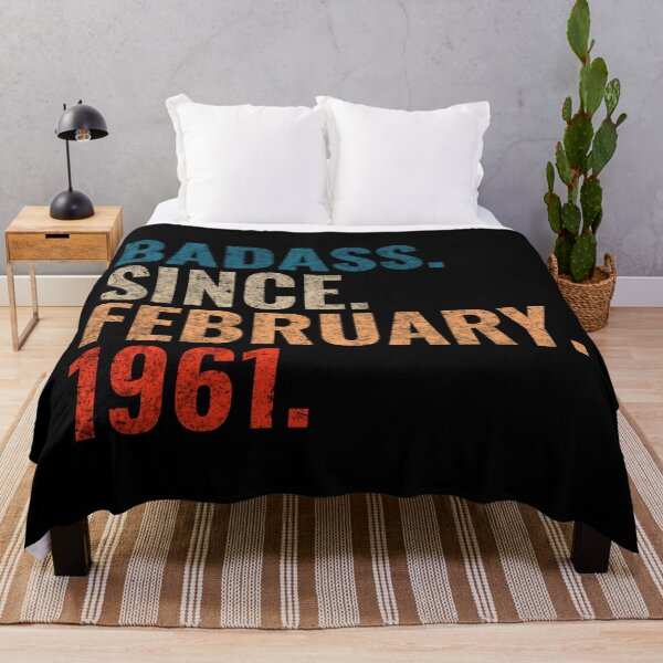 Item preview, Badass since February 1961 Vintage 1961 February birthday gift distress design designed and sold by Teelogic.