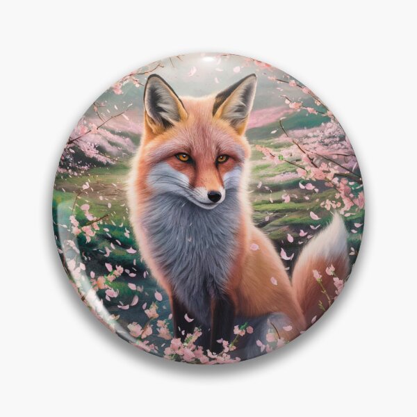 Item preview, Fox Portrait. Fox with cherry blossom, fox painting, Leonardo da Vinci style designed and sold by FoxVibes.