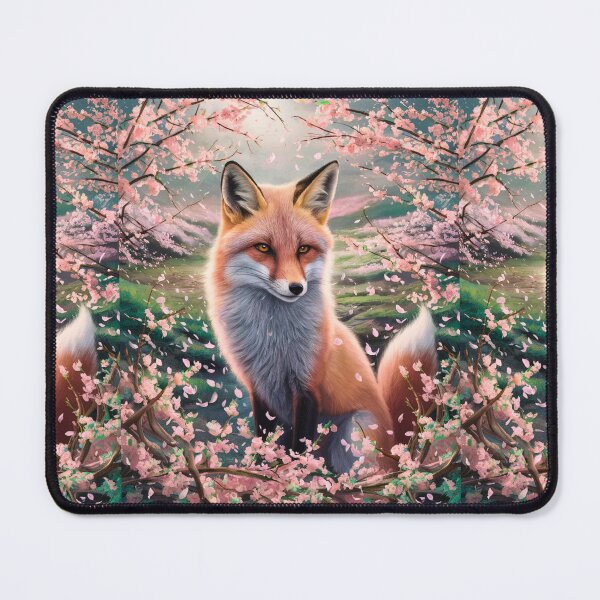 Item preview, Fox Portrait. Fox with cherry blossom, fox painting, Leonardo da Vinci style designed and sold by FoxVibes.