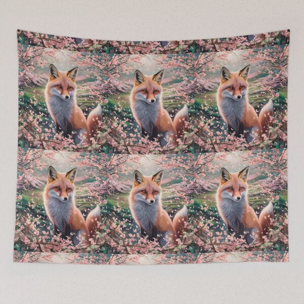 Artikelvorschau, Fuchs-Porträt. Fuchs mit Kirschblüte, Fuchs-Malerei, Leonardo da Vinci-Stil entworfen und verkauft von FoxVibes.