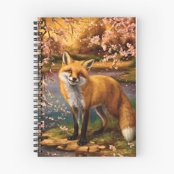 Item preview, Fox Portrait. Fox with cherry blossom, fox painting, Leonardo da Vinci style designed and sold by FoxVibes.