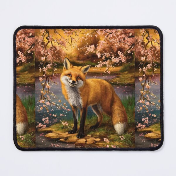 Item preview, Fox Portrait. Fox with cherry blossom, fox painting, Leonardo da Vinci style designed and sold by FoxVibes.