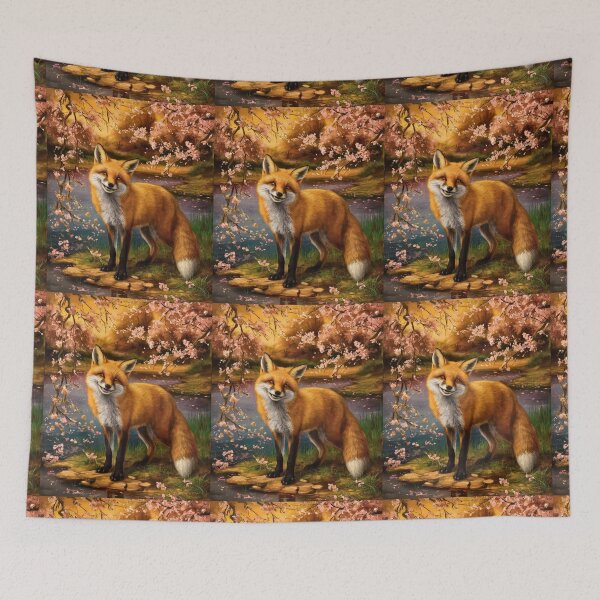 Artikelvorschau, Fuchs-Porträt. Fuchs mit Kirschblüte, Fuchs-Malerei, Leonardo da Vinci-Stil entworfen und verkauft von FoxVibes.