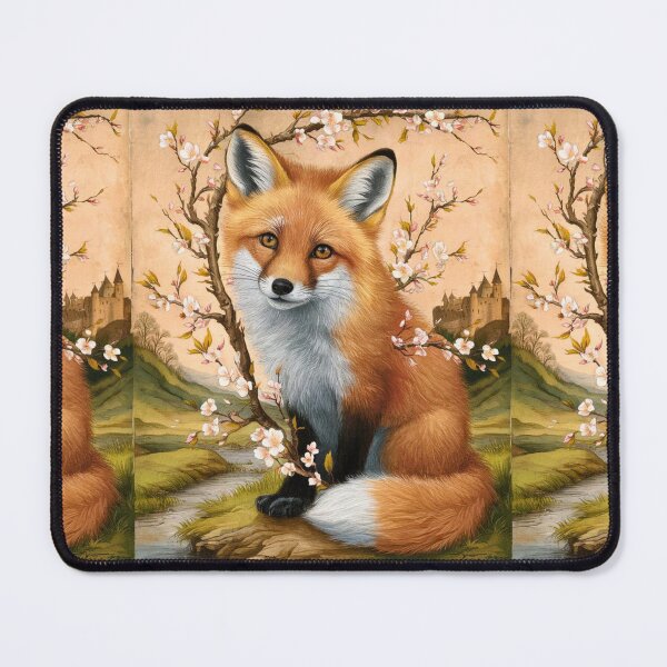 Artikelvorschau, Fuchs-Porträt. Fuchs mit Kirschblüte, Fuchs-Malerei, Leonardo da Vinci-Stil entworfen und verkauft von FoxVibes.