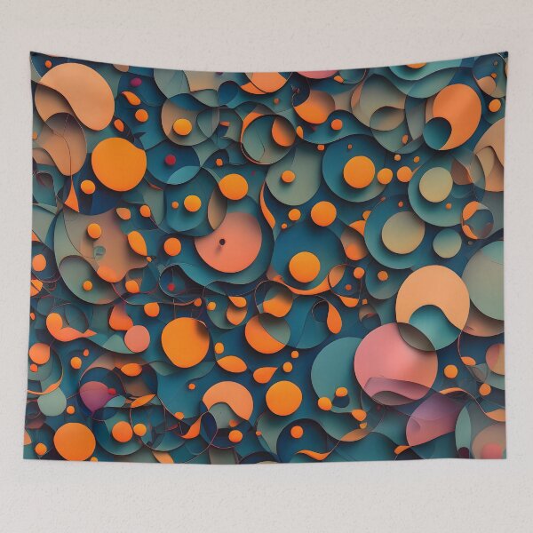 Item preview, Vibrant Orange Circles on Blue Surface designed and sold by MrKATORSKI.