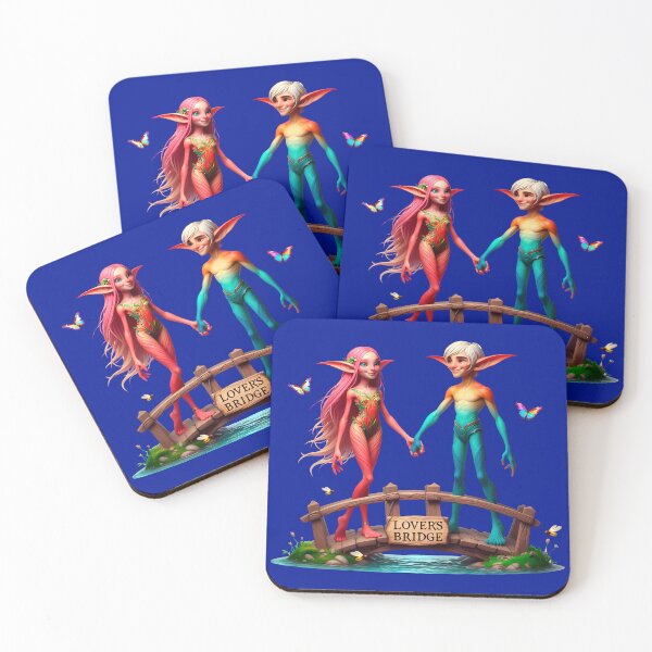 Item preview, A Couple of Elves on the Bridge of Lovers - Elves Cartoon designed and sold by Second Draft Visuals.
