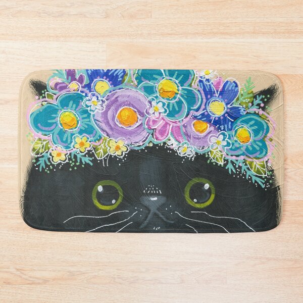 Item preview, Black Cat With Flower Crown designed and sold by KilkennyCat Art.