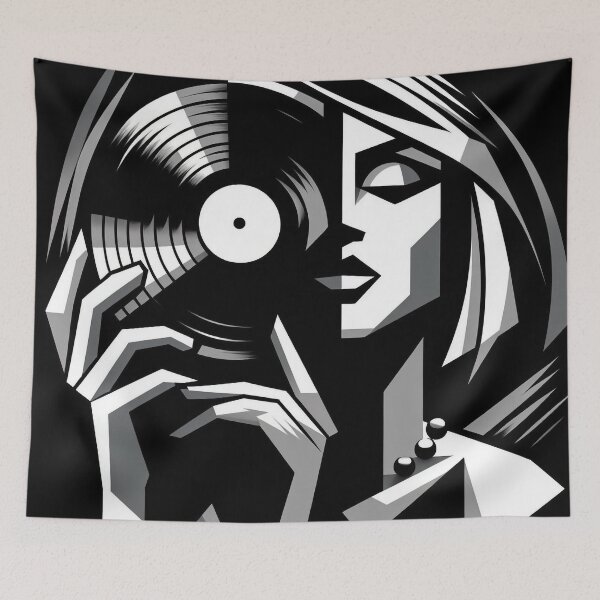 Item preview, DJ Cubism - Monochrome Vinyl Music Abstract designed and sold by DJ-Portable.