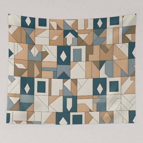 Item preview, Geometric Fusion: Blue and Brown Symphony designed and sold by MrKATORSKI.
