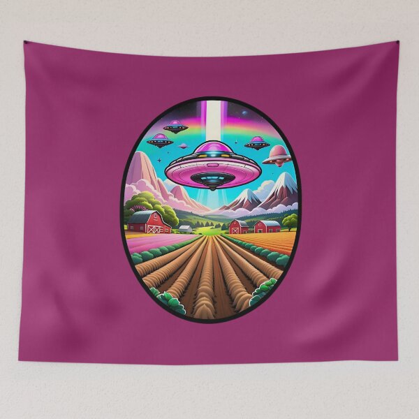 Item preview, Pink UFO's Above A Farm designed and sold by TheArtOfPat.