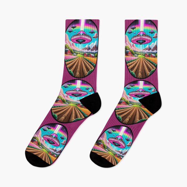 Item preview, Pink UFO's Above A Farm designed and sold by TheArtOfPat.
