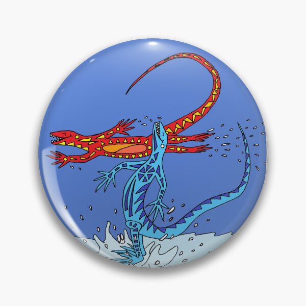 Item preview, Two Colorful Lizards Celebrating in a Big Puddle designed and sold by JoyousArt4u.