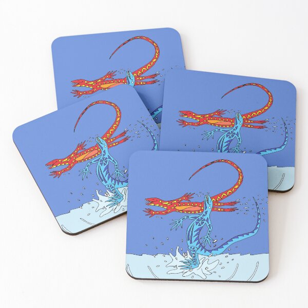Item preview, Two Colorful Lizards Celebrating in a Big Puddle designed and sold by JoyousArt4u.