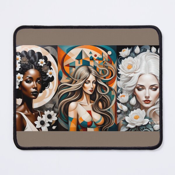 Item preview, Geometric women portrait, expressionist art designed and sold by lonelymoony.