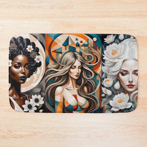 Item preview, Geometric women portrait, expressionist art designed and sold by lonelymoony.